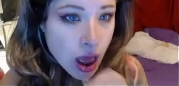  Sucking dildo made this beauty too horny to not masturbate while strangers watch her